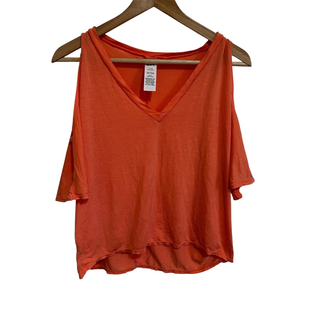 Joy Lab Cold Shoulder Top V-Neck Casual Everyday Blouse Orange Small‎
